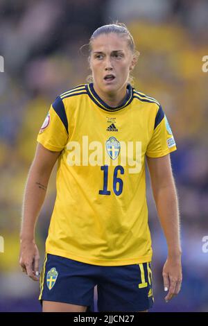 LEIGH - filippa Angeldal von Schweden Frauen während des Viertelfinalmatches der Frauen zwischen Schweden und Belgien am 21. Juli 2022 in Leigh, England. ANP | Dutch Height | GERRIT AUS KÖLN Stockfoto