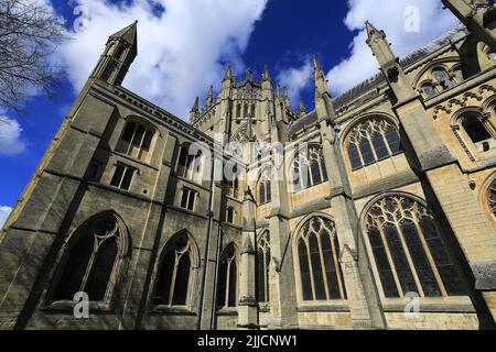 Blick auf die Kathedrale von Ely; Ely City; Cambridgeshire; England; Großbritannien Stockfoto