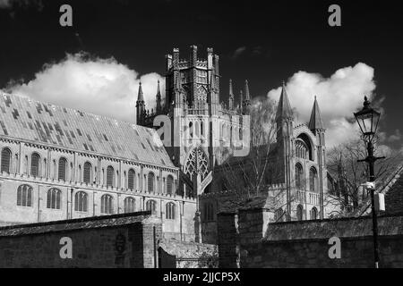 Blick auf die Kathedrale von Ely; Ely City; Cambridgeshire; England; Großbritannien Stockfoto