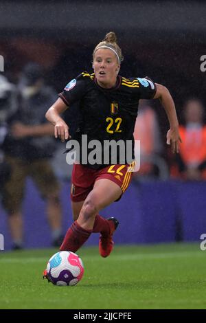 LEIGH - Laura Deloose aus Belgien Frauen beim Frauen-Viertelfinale zwischen Schweden und Belgien am 21. Juli 2022 in Leigh, England. ANP | Dutch Height | GERRIT AUS KÖLN Stockfoto