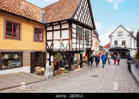 Alte Gebäude in der mittelalterlichen Stadt Visby auf der Insel Gotland in der Ostsee vor Schweden Stockfoto