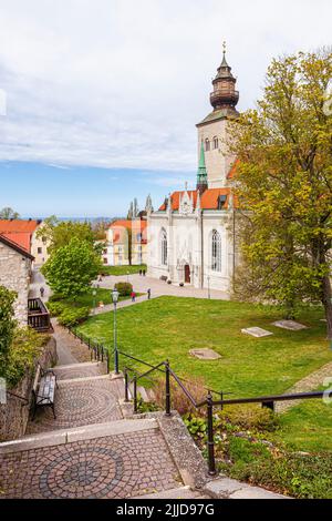 Visby Kathedrale (Visby Sankta Maria Domkyrka) in der mittelalterlichen Stadt Visby auf der Insel Gotland in der Ostsee vor Schweden Stockfoto