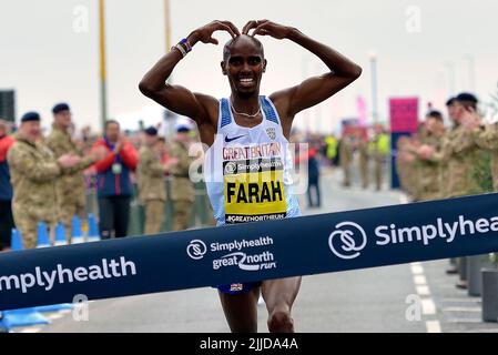 Sir Mo Farah gewann den Great North Run 2017 Stockfoto