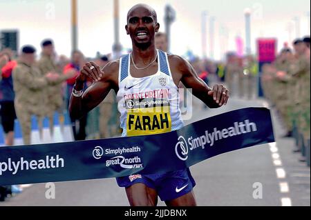 Sir Mo Farah gewann den Great North Run 2017 Stockfoto