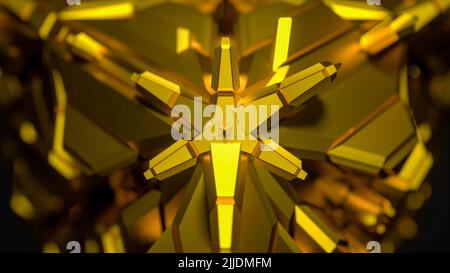 Eine zufriedenstellende Illustration eines goldenen futuristischen Mechanismus. Stockfoto