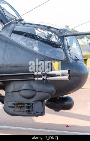 Ungarische Luftwaffe Mil Mi-24P Hind Hubschrauber Kanonenschiff auf der Royal International Air Tattoo, RIAT Airshow, RAF Fairford, Gloucestershire, Großbritannien Stockfoto