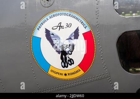 Antonov an-30 Clank 1104 der rumänischen Luftwaffe von Escadrila 902. Open Skies Luftkartographie-Flugzeug auf der Royal International Air Tattoo Airshow Stockfoto