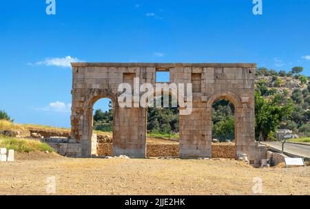 Weitwinkelfoto der antiken Stadt Patara. Stockfoto