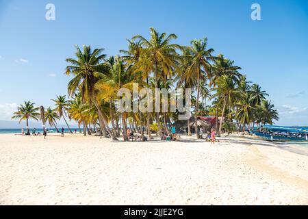 Ein Strand in den San Blas Inseln in Panama Stockfoto