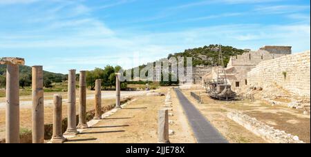 Weitwinkelfoto der antiken Stadt Patara. Stockfoto