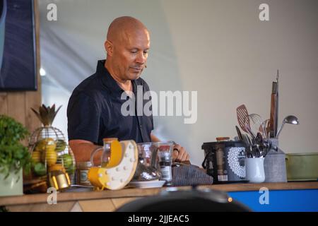 Wenn Nahrung zu Medizin wird, wird Kochvorführung mit Dale Pinnock Stockfoto