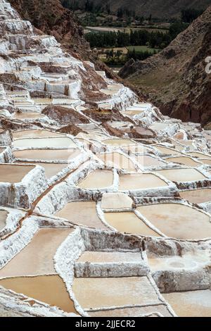 Salinen, Salineras de Maras Salzminen, Cusco, Peru Stockfoto