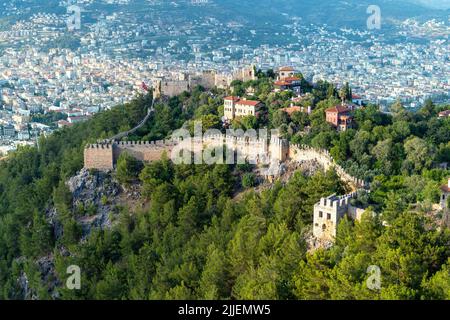 Nahaufnahme der Burg von Alanya in Alanya, Antalya, Türkei. Stockfoto