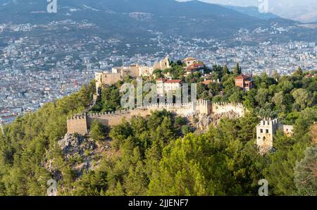 Nahaufnahme der Burg von Alanya in Alanya, Antalya, Türkei. Stockfoto