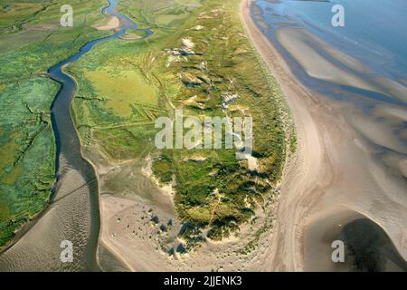 Het Zwin, verschlammte alte Flussmündung in die Nordsee, Luftaufnahme, Belgien, Flandern, Knokke-Heist Stockfoto