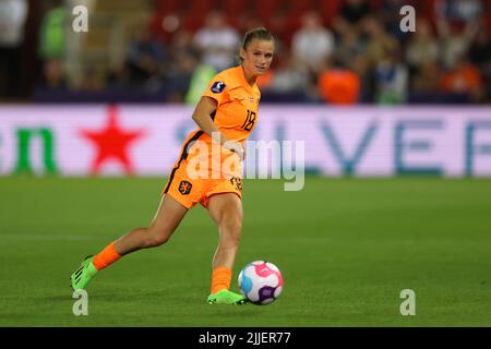 Rotherham, England, 23.. Juli 2022. Kerstin Casparij aus den Niederlanden während des Spiels der UEFA Women's European Championship 2022 im New York Stadium, Rotherham. Bildnachweis sollte lauten: Jonathan Moscrop / Sportimage Stockfoto