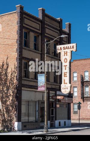 Das alte La Salle Hotel und Café im historischen Viertel von Hoel, Utah. Stockfoto