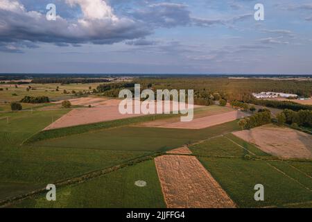 Landschaftliche Luftlandschaft in WeGrow County, Woiwodschaft Masowien in Polen Stockfoto