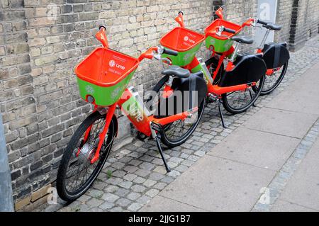 Kopenhagen /Dänemark/26. Juli 2022/verschiedene Compnaies Elektrofahrräder in der dänischen Hauptstadt. (Foto..Francis Joseph Dean/Dean Picturs. Stockfoto