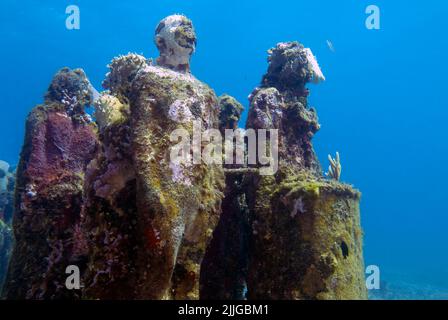 MUSA - Museum der Unterwasser Kunst in Isla Mujeres in der Nähe von Cancun in Mexiko Stockfoto