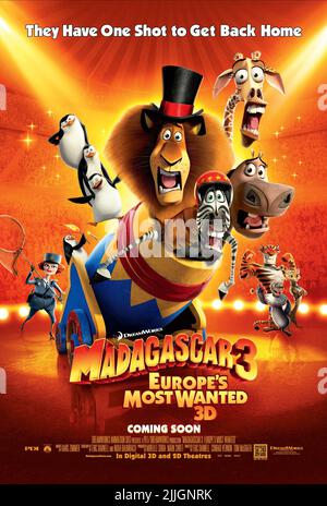 ALEX, Marty, Melman, GLORIA, Plakat, Madagaskar 3:'s Most Wanted, 2012 EUROPA Stockfoto