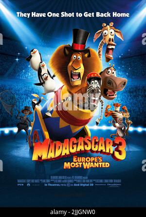 ALEX, Marty, Melman, GLORIA, Plakat, Madagaskar 3:'s Most Wanted, 2012 EUROPA Stockfoto