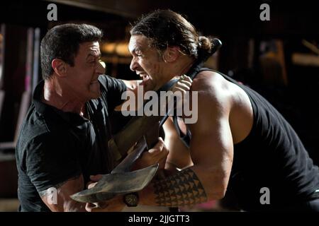 SYLVESTER STALLONE, JASON MOMOA, KUGEL AUF DEN KOPF, 2012 Stockfoto