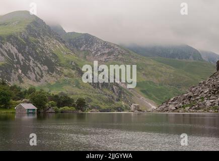 Llyn Ogwen Boathouse Stockfoto