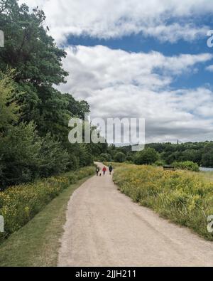 Staffordshire Lakeside Pathway sonnige Tageslandschaft, Stoke-on-Trent, Großbritannien Stockfoto