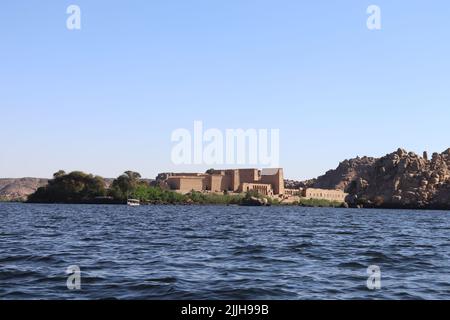 Philae Tempel auf der Insel Agilika über dem Nil, Assuan Stockfoto