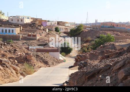 Schöne nubische Häuser in Heissa Island, Assuan, Ägypten Stockfoto