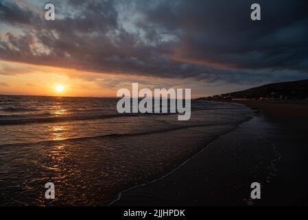 Barmouth Sunset, Barmouth Bay, Gwynedd, North Wales Stockfoto