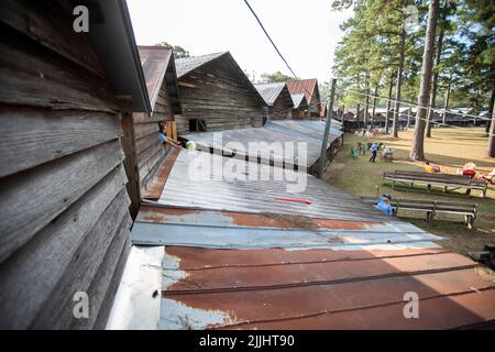 Indian Field Methodist Campground ist ein Camp-Treffpunkt der Methodist Church in Dorchester County, South Carolina. Stockfoto