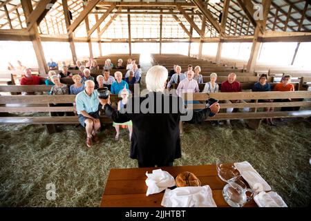 Indian Field Methodist Campground ist ein Camp-Treffpunkt der Methodist Church in Dorchester County, South Carolina. Stockfoto