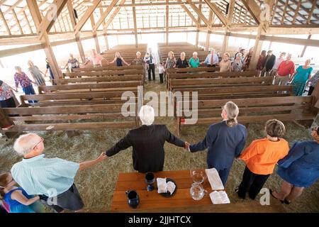 Indian Field Methodist Campground ist ein Camp-Treffpunkt der Methodist Church in Dorchester County, South Carolina. Stockfoto