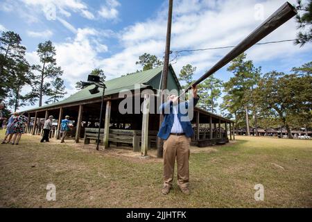 Indian Field Methodist Campground ist ein Camp-Treffpunkt der Methodist Church in Dorchester County, South Carolina. Stockfoto