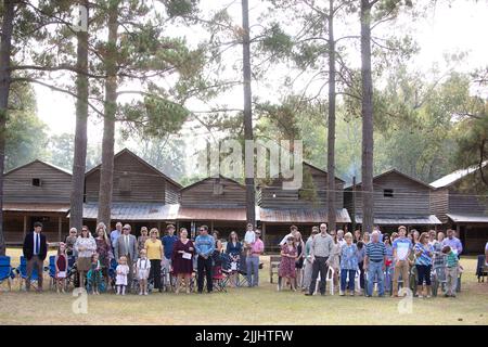 Indian Field Methodist Campground ist ein Camp-Treffpunkt der Methodist Church in Dorchester County, South Carolina. Stockfoto