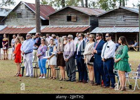 Indian Field Methodist Campground ist ein Camp-Treffpunkt der Methodist Church in Dorchester County, South Carolina. Stockfoto