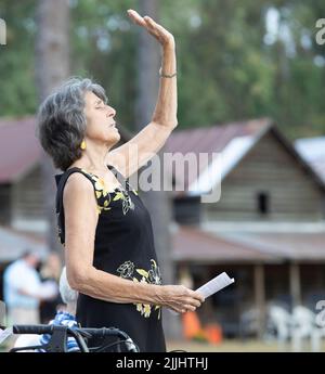 Indian Field Methodist Campground ist ein Camp-Treffpunkt der Methodist Church in Dorchester County, South Carolina. Stockfoto