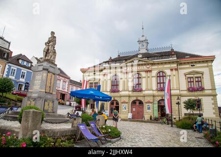 Rathaus von Weitra/Waldviertel, der ältesten Brauereistadt Österreichs Stockfoto