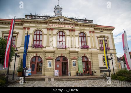 Rathaus von Weitra/Waldviertel, der ältesten Brauereistadt Österreichs Stockfoto