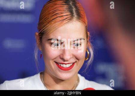 Madrid, Spanien. 26.. Juli 2022. Dora Postigo nimmt an der Iggy Pop Konzert Fotozelle im Königlichen Theater in Madrid Teil. Kredit: SOPA Images Limited/Alamy Live Nachrichten Stockfoto