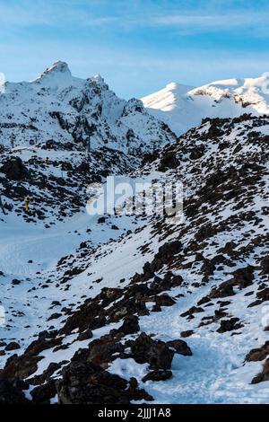 Whakapapa Ski Field Mount Ruapehu, North Island, Neuseeland. Stockfoto