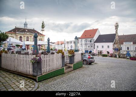 Rathausplatz in Weitra/Waldviertel, der ältesten Brauereistadt Österreichs Stockfoto