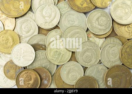 Kopek-Münzen der sowjetischen CCCP-Ära Stockfoto