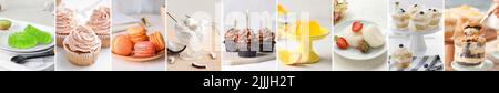 Sammlung von leckeren Desserts auf dem Tisch Stockfoto
