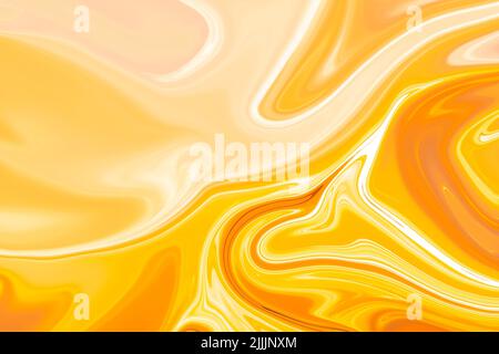 Sanftes Rosa, Gelb und Orange Abstrakt flüssiger Marmor, elegante Textur Luxus, einfacher, moderner Hintergrund, Liquid Marmor Design abstraktes Pastellmuster Stockfoto