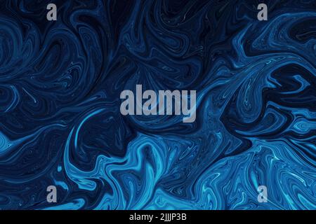Blue Galaxy und metallische abstrakte flüssigen Marmor, elegante Textur Hintergrund. Luxus und einfache Hintergrund, Liquid Marmor Design abstraktes Gemälde Dunkel Stockfoto