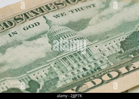 Zurück von 50 Dollar Bill mit US Capitol Foto Stockfoto