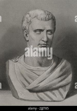 Marcus Tullius Cicero (106 v. Chr.-43 v. Chr.). Römischer Staatsmann, Philosoph, Schriftsteller und Redner. Gravur von Geoffroy. „Historia Universal“, von César Cantú. Band VIII. 1858. Stockfoto